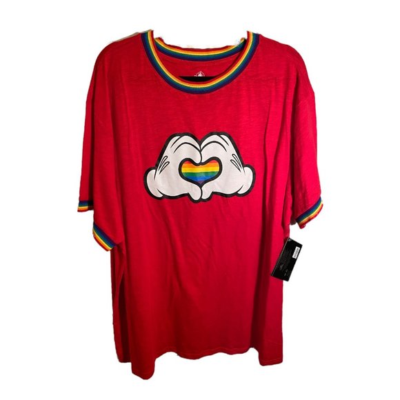 Disney Mickey Mouse Heart Hands Rainbow Collection T-Shirt (XXXL) (BNWT) - Picture 1 of 5